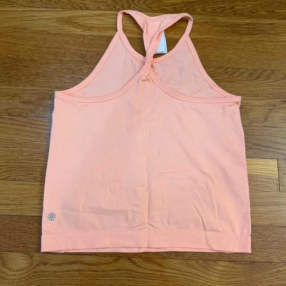 Athleta Girl Power Up Twist Tank Top Shirt Bright Peach - Girls Size M/8-10 - Picture 6 of 6